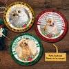 Merry Woofmas - Meowy Catmas - Upload Pet Photo - Personalized Custom Round Shaped Wood Christmas Ornament