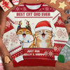 Best Cat Dad Ever - Personalized Custom Unisex Ugly Christmas Sweatshirt, Wool Sweatshirt, All-Over-Print Sweatshirt - Gift For Cat Lovers, Pet Lovers, Christmas Gift