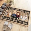 A Crazy Dog Lady Live Here, Sketch House - Personalized Decorative Mat