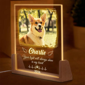 Custom Photo A Dog’s Love Is Forever - Memorial Personalized Custom Shaped 3D LED Walnut Night Light - Sympathy Gift For Pet Owners, Pet Lovers