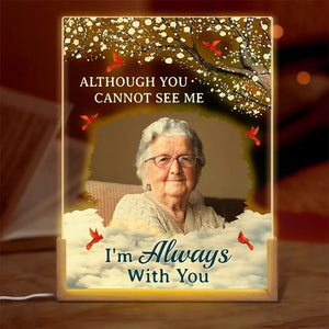 Custom Photo We're Always With You - Memorial Personalized Custom Shaped 3D LED Walnut Night Light - Sympathy Gift For Family Members