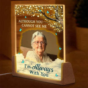 Custom Photo We're Always With You - Memorial Personalized Custom Shaped 3D LED Walnut Night Light - Sympathy Gift For Family Members