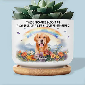 Custom Photo A Piece Of My Heart Is At The Rainbow Bridge  - Memorial Personalized Custom Home Decor Ceramic Plant Pot - Sympathy Gift For Pet Owners, Pet Lovers