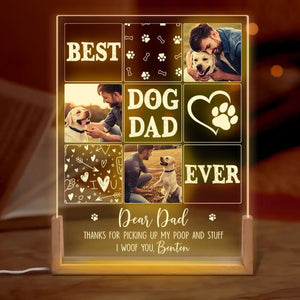 Custom Photo Thanks For Pickup My Poop And Stuff - Dog & Cat Personalized Custom Shaped 3D LED Walnut Night Light - Father's Day, Birthday Gift For Dad