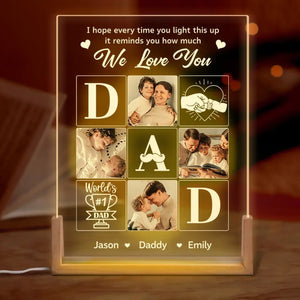 Custom Photo Forever In My Heart - Family Personalized Custom Shaped 3D LED Walnut Night Light - Father's Day, Birthday Gift For Dad