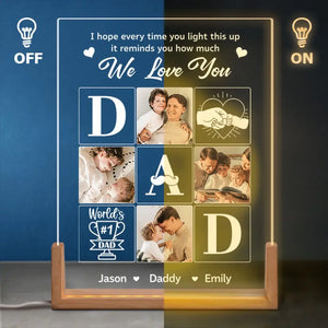 Custom Photo Forever In My Heart - Family Personalized Custom Shaped 3D LED Walnut Night Light - Father's Day, Birthday Gift For Dad