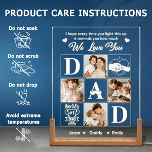 Custom Photo Forever In My Heart - Family Personalized Custom Shaped 3D LED Walnut Night Light - Father's Day, Birthday Gift For Dad