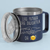 Like Father Like Daughter - Family Personalized Custom 14oz Stainless Steel Tumbler With Handle - Father's Day, Gift For Dad, Grandpa