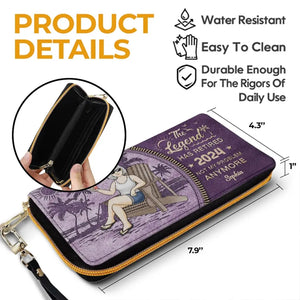 The Legend Has Retired, It's Not My Problem Anymore - Personalized Custom Leather Long Wallet - Appreciation, Retirement Gift For Coworkers, Work Friends, Colleagues