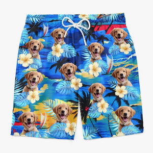 Custom Photo Tropical Hawaiian Aloha Men Beach Shorts - Personalized Summer Vacation And Travel Gifts For Family, Dog Cat Lovers - Life Is Better With Sandy Paws