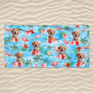 Custom Photo Holiday Mode Accelarated - Dog
& Cat Personalized Custom Beach Towel - Summer Vacation Gift, Birthday Pool Party Gift For Pet Owners, Pet Lovers