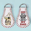 God Hit A Home Run When He Made You - Family Personalized Custom Leather Keychain - Gift For Family Members