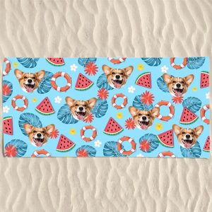 Custom Photo Sandy Paws, Salty Kisses - Dog
& Cat Personalized Custom Beach Towel - Summer Vacation Gift, Birthday Pool Party Gift For Pet Owners, Pet Lovers