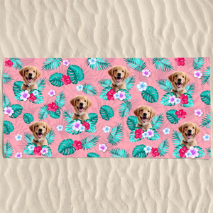 Custom Photo Ready To Get A Tan - Dog
& Cat Personalized Custom Beach Towel - Summer Vacation Gift, Birthday Pool Party Gift For Pet Owners, Pet Lovers