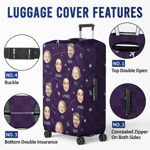 Housse de bagage personnalisée avec photo « Le ciel nous appelle et nous devons y aller » - Cadeau de vacances d'été pour les membres de la famille