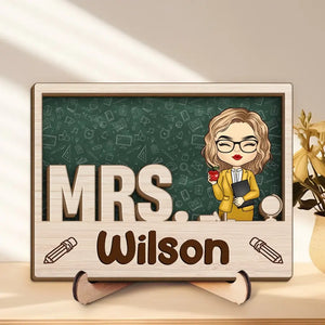 Welcome To Classroom - Teacher Personalized Custom 2-Layered Wooden Plaque With Stand - Gift For Teacher