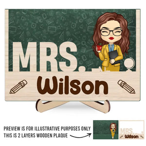 Welcome To Classroom - Teacher Personalized Custom 2-Layered Wooden Plaque With Stand - Gift For Teacher