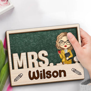 Welcome To Classroom - Teacher Personalized Custom 2-Layered Wooden Plaque With Stand - Gift For Teacher
