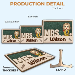 Welcome To Classroom - Teacher Personalized Custom 2-Layered Wooden Plaque With Stand - Gift For Teacher