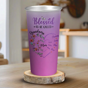Bénie d'être appelée grand-mère - Tasse personnalisée en aluminium à couleur changeante - Cadeau pour maman et grand-mère