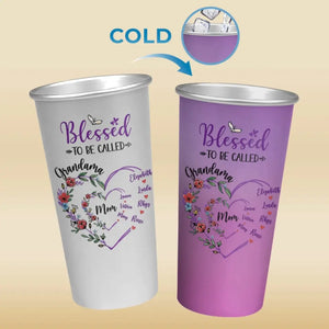 Bénie d'être appelée grand-mère - Tasse personnalisée en aluminium à couleur changeante - Cadeau pour maman et grand-mère