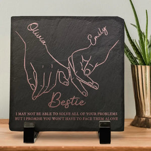 Our Friendship Is Endless - Bestie Personalized Custom Square Shaped Stone With Stand - Gift For Best Friends, BFF, Sisters