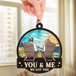 To The Moon And Back - Couple Personalized Window Hanging Suncatcher - Gift For Husband Wife, Anniversary