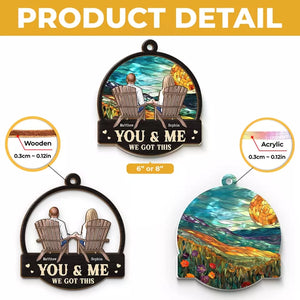 To The Moon And Back - Couple Personalized Window Hanging Suncatcher - Gift For Husband Wife, Anniversary