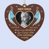 Custom Photo Love Is A Light That Never Dims - Memorial Personalized Custom Leather Ornament - Sympathy Gift, Christmas Gift For Family Members