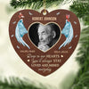 Custom Photo Love Is A Light That Never Dims - Memorial Personalized Custom Leather Ornament - Sympathy Gift, Christmas Gift For Family Members