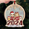 Together Is A Wonderful Place To Be During The Holidays - Dog & Cat Personalized Custom Wood & Acrylic Ornament - Christmas Gift For Husband Wife, Pet Owners, Pet Lovers
