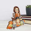 Autumn Skies And Pumpkin Pies - Family Personalized Custom 2-Layered Wooden Plaque With Stand - Autumn Fall Gift For Mom, Grandma