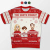 Family Love Grows Warmer At Christmas - Family Personalized Custom All Over Print Adult Short Sleeve Sweater - Christmas Gift For Family Members