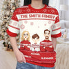 Family Love Grows Warmer At Christmas - Family Personalized Custom All Over Print Adult Short Sleeve Sweater - Christmas Gift For Family Members