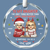 Watching You Be A Mother - Family Personalized Custom Circle Glass Ornament - Christmas Gift For Mom, Daughter
