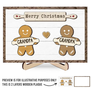 Christmas Cookies And Happy Hearts - Family Personalized Custom 2-Layered Wooden Plaque With Stand - Christmas Gift For Family Members