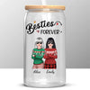 Homies For The Holidays - Bestie Personalized Custom Glass Cup, Iced Coffee Cup - Christmas Gift For Best Friends, BFF, Sisters