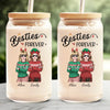 Homies For The Holidays - Bestie Personalized Custom Glass Cup, Iced Coffee Cup - Christmas Gift For Best Friends, BFF, Sisters