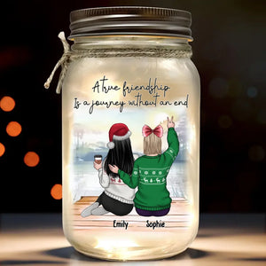 There Is No Greater Gift Than Friendship - Bestie Personalized Custom Mason Jar Light - Christmas Gift For Best Friends, BFF, Sisters