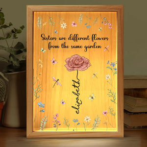 Sisters Are Different Flowers From The Same Garden - Bestie Personalized Custom Frame Light Box - Christmas Gift For Best Friends, BFF, Sisters
