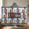 Custom Photo I Love You - Couple Personalized Custom Snuggle Blanket, Hoodie Blanket - Gift For Husband Wife, Anniversary