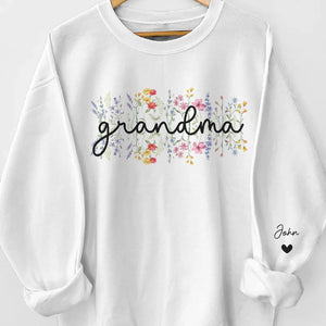 Her Love Shines Brighter Than The Stars - Family Personalized Custom Unisex Sweatshirt, Hoodie With Design On Sleeve - Gift For Mom, Grandma