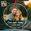 Custom Photo Every Mile, My Love Is With You - Couple Personalized Custom Round Glass Ornament Car Hanger - Gift For Husband Wife, Anniversary