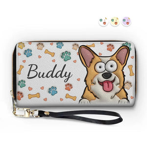 Peeking Paws, Little Jaws - Dog & Cat Personalized Custom 3D Inflated Effect Printed Leather Long Wallet - Gift For Pet Owners, Pet Lovers