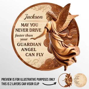 May You Never Drive Faster - Family Personalized Custom Car Visor Clip - Gift For Daughter, Son