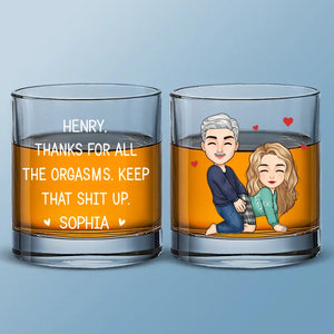 Thanks For All The Good Things - Couple Personalized Custom Whiskey Glass - Gift For Husband Wife, Anniversary