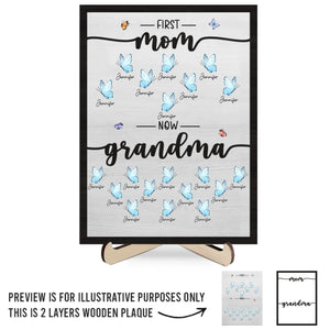 My First Home Was In Her Heart - Family Personalized Custom 2-Layered Wooden Plaque With Stand - Gift For Mom, Grandma