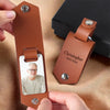 Custom Photo Thinking Of You Every Day - Memorial Personalized Custom Engraved Leather Keychain - Sympathy Gift For Family Members