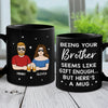 There’s No Buddy Like A Brother - Family Personalized Custom Black Mug - Gift For Family Members