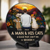 Just A Girl And Her Cat, A Bond That Can't Be Broken - Memorial Personalized Custom Round Shaped Stone With Stand - Sympathy Gift For Pet Owners, Pet Lovers